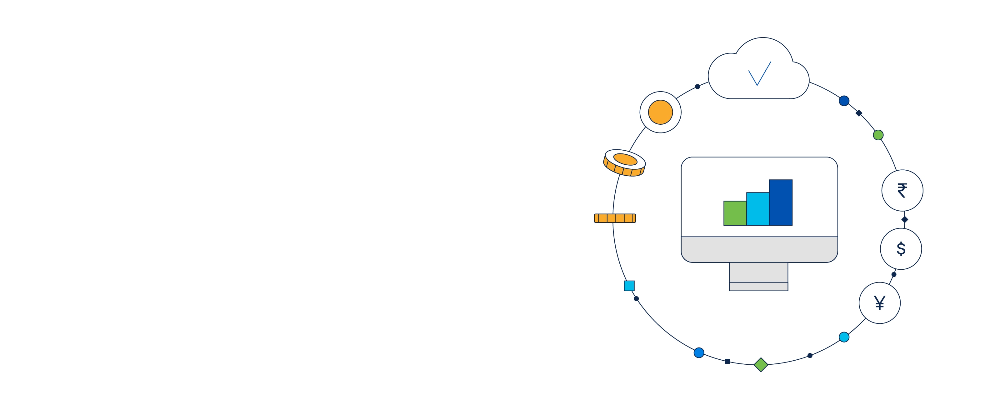Illustration depicting data and network information fueling growth