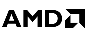 AMD logo, composed of the word AMD in black font