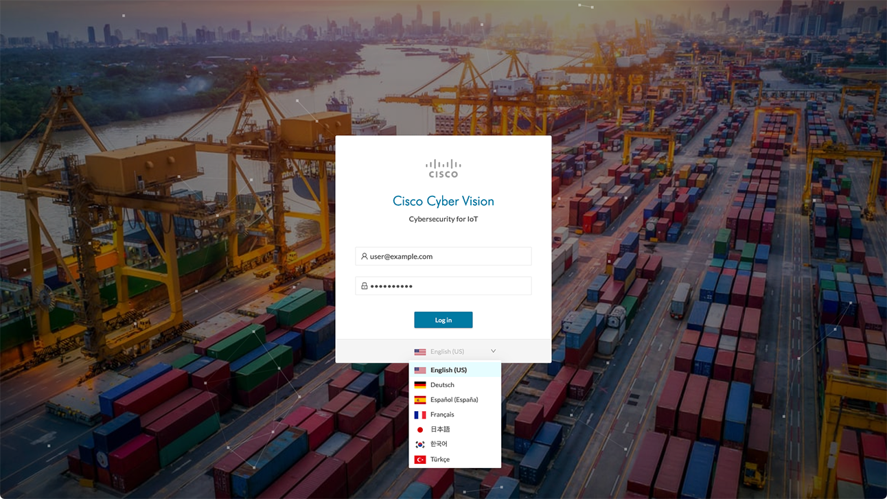 屏幕截图：Cisco Cyber Vision 登录页面